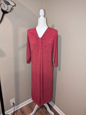 Lands' End Pink and Red Patterned Dress